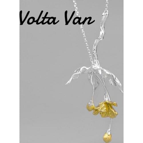 Volta Van Pendant Necklaces 925 Sterling Silver 2021 New Elegant Fine Jewelry Vintage Begonia Flowers Nature Ladies Necklaces