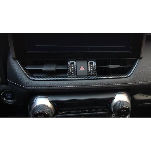 Fit for Toyota RAV4 2019 2020 Silver Carbon Fiber Interior Middle Center Console Air Condition Vent Outlet Cover Trim ABS