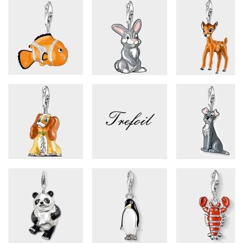 Clownfish Rabbit Deer Dog Charms ,Fashion Jewelery 925 Sterling Silver Romantic Gift For Women Girls Fit Bracelet Necklace Bag
