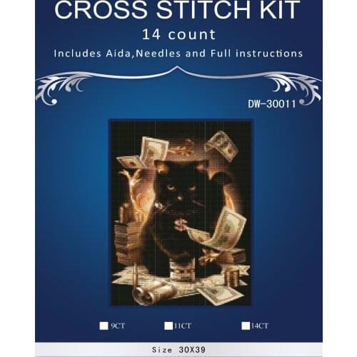 Lovely Gold Collection Counted Cross Stitch Kit similar dmc anchor dim cross stitch cat DW-30