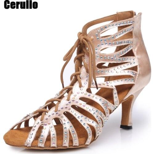 Professional Dancing Shoes For Women Girls Ballroom Salsa Samba Party Tango Ladies Latin Dance Shoes Sneakers 5/7CM soft A282