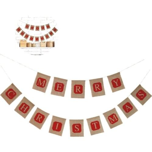 Merry Christmas Swallowtail Banner Christmas Socks Burlap Linen Flag Party Layout Props Garland Bunting For Xmas Party Decor