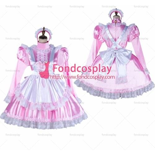 Sissy maid satin dress lockable Uniform cosplay costume Tailor-made[G2052]