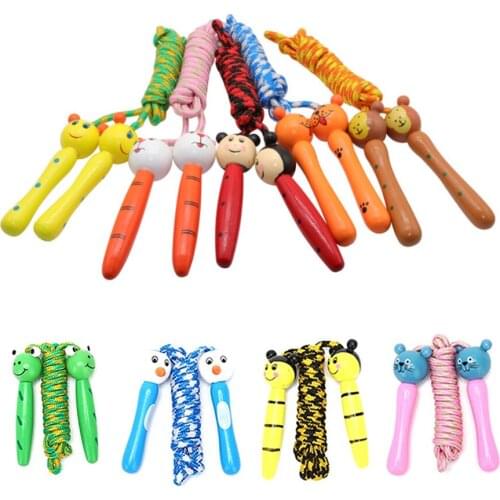 2m Jump Rope Skipping Children Lovely Cartoon Wood Handle Adjustable Fitness Exercise Kids Training Workout Equipments