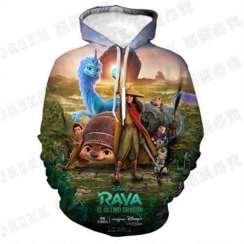 Disney Anime Raya Hoodies Men Women Children Sweatshirts 3D Print Boy Girl Kids Streetwear Pullover Casual Coat Clothing