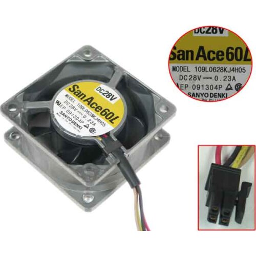 SANYO DENKI 109L0628KJ4H05 DC 28V 0.23A 60x60x25mm Server Cooling Fan