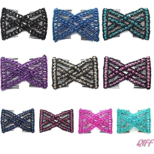 Magic Hair Comb EZ Beaded Double Stretchy Delicate Elastic Women Clips Hairstyle