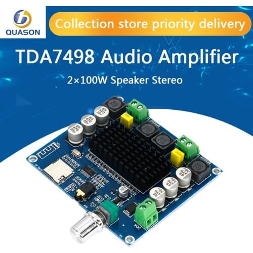 XH-A105 Bluetooth 5.0 TDA7498 digital amplifier board 2x100W speaker Stereo Audio AMP Module Support TF Card AUX