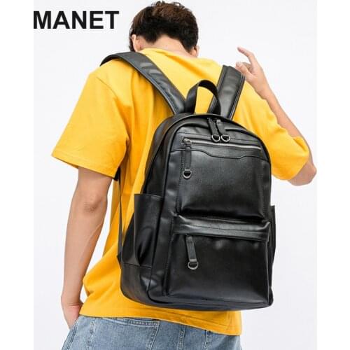 MANET Black Grid Bag Plaid Leather Backpacks Female Personality Small School Bag Leisure Business Backpack Laptop Womens Bag