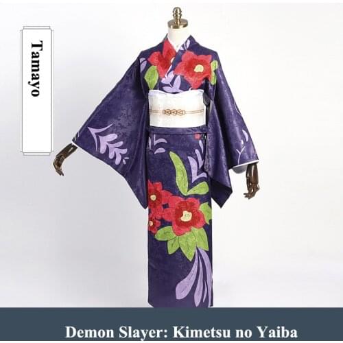 Demon Slayer: Kimetsu no Yaiba Tamayo Female Kimono Cosplay Costume Dress Stock