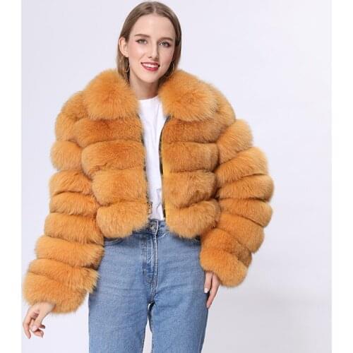 Free Shipping 29 Colors Winter Women Cropped Fashion Sexy Solid Zipper Real Fox Fur Coat MJF-FC-21