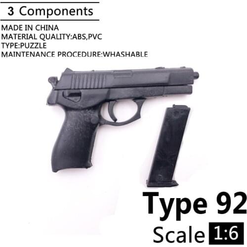 1:6 Type 92 4D Gun Model For 12" Action Figure Plastic Black Soldier Weapon Accessory