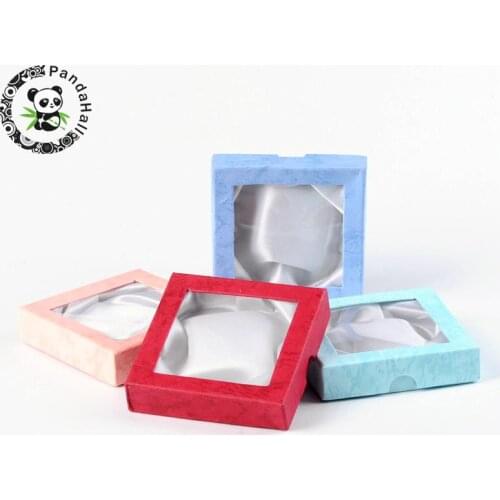 Pandahall 120pcs paper gift boxes for jewellery packaging display box Bracelet & Bangle Gifts Boxes Mixed Color, 9x9x2cm F70