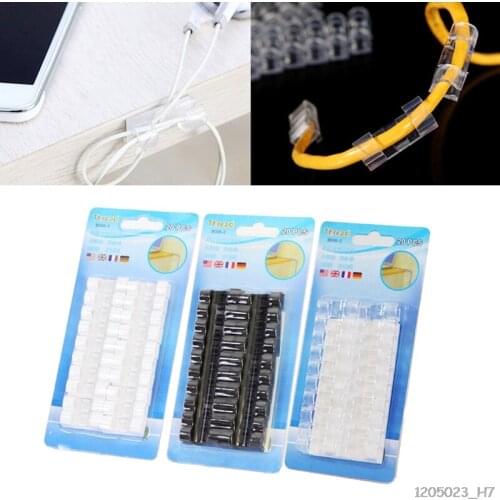 20 Pcs Cord Wire Cable Plastic Clips Self Adhesive Clamp Organizer Fixer