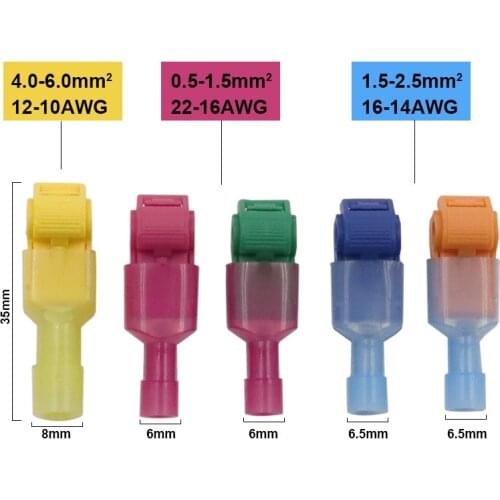 30Pcs T-Tap Electrical Wire Connectors Terminals Self-Stripping Quick Splice Connectors Insulated Male Quick Disconnect Terminal