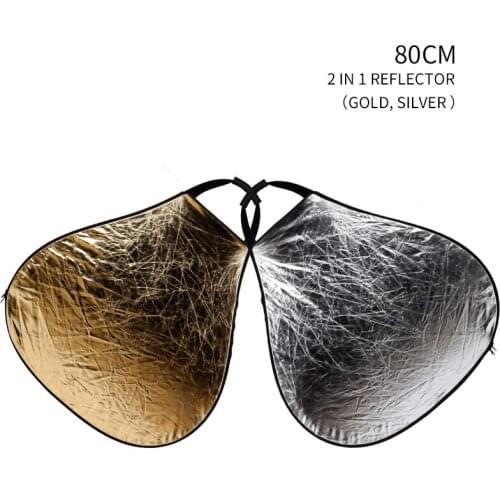 31.5 Inch 80cm 2 in 1 Triangle Collapsible Light Reflector with Handle Golden/Silver or Silver/White Optional for Photography