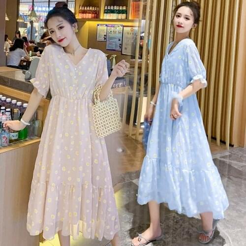 32199# Maternity Clothes Nursing Dress Loose Stylish Floral Dress Pregnant Women Pregnancy Clothes Breastfeeding Dress