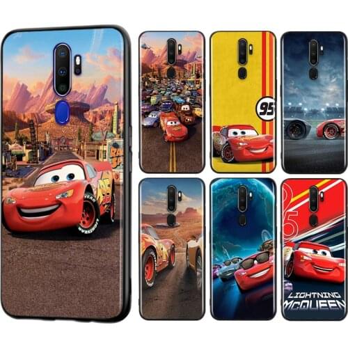 Cars Lightning McQueen for OPPO A11 X A9 A94 A93 A72 A73 A53 S A32 A31 A52 A92 A72 A12E A1K A12 A5 AX7 2020 Black Phone Case