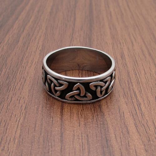 Free Shipping Vintage 316L Stainless Steel Celtics Symbol Trinity Knot Ring Amulet Nordic Jewelry Gift