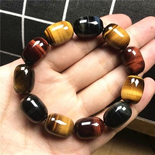 100% Natural Tigers Eye Bracelet For Women Lady Men Crystal Red Blue Yellow 18x13mm Oval Beads Gemstone Stretch Jewelry AAAAA