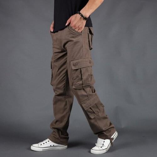 2021 New Men Cargo Pants Mens Loose Army Tactical Pants Multi-pocket Trousers Pantalon Homme Big Size 42 Male Military Overalls