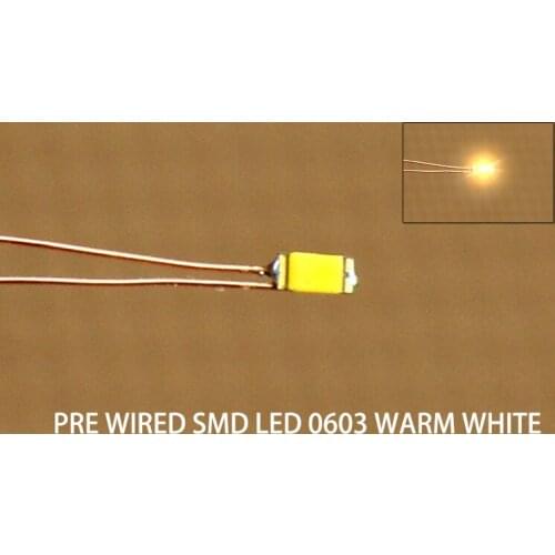 C0080 20pcs Pre-soldered micro 0.1mm Copper Wired WARM WHITE SMD Led