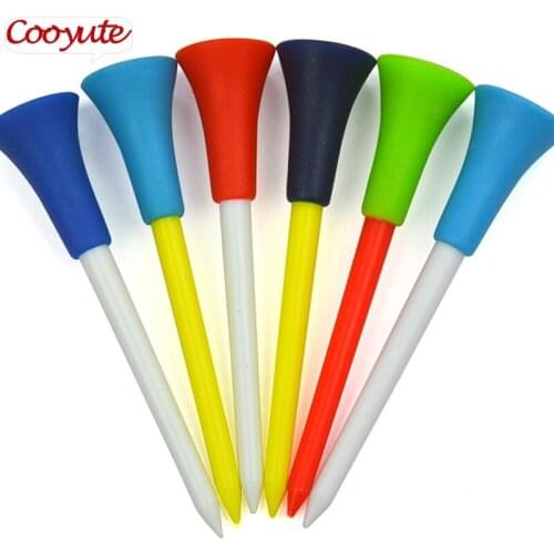 Cooyute Free Shipping 30pcs/bag Multi Color 8.3CM Plastic New Golf Tees Rubber Cushion Top