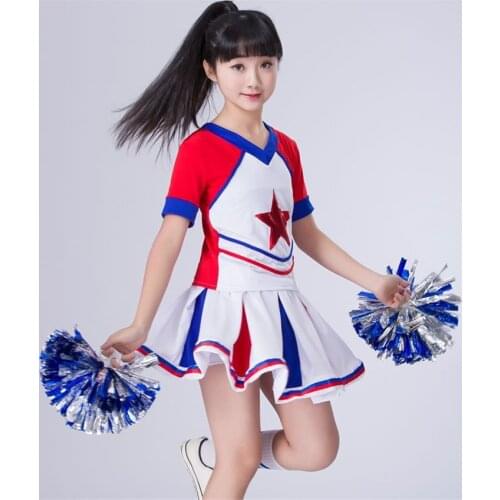 Children Cheerleader Dance Costumes Stage Performance Clothing Gymnastics Sports Meeting School Uniforms for Girls Skirt Set