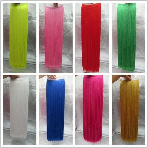 YY-tesco 1 Yards 100CM Long Lace Fringe Trim Polyester Tassel Fringe Trimming Latin Dress Stage Clothes Accessories Lace Ribbon