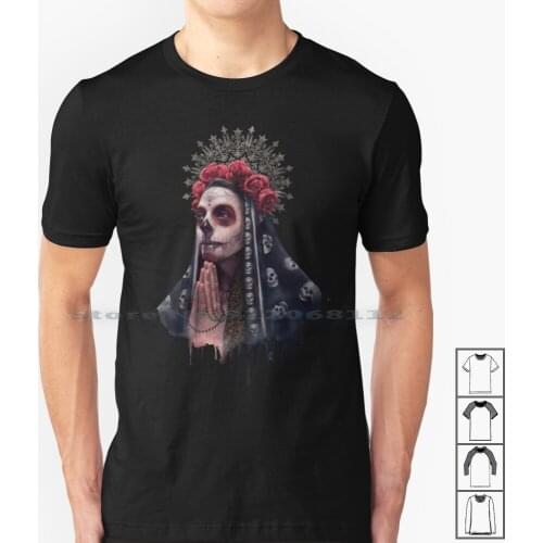 Catrina-The Skull Girl T Shirt 100% Cotton Catrina Skull Skeleton Street Art Mexico Holy Death Holy Death All Saints Day Bones