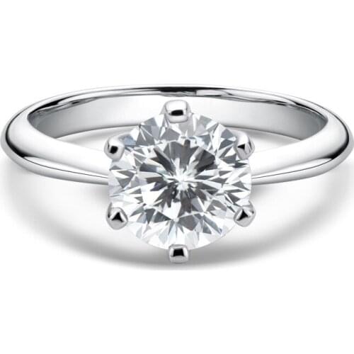 Classic Six Prong 2 Carat Natural Moissanite Ring D Color Genuine Moissan Female Ring 925 Sterling Silver
