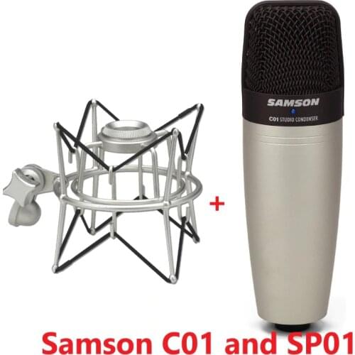100% Original SAMSON C01 Condenser Microphone and SP01 shock mount for recording vocals, acoustic instruments and for drum mic