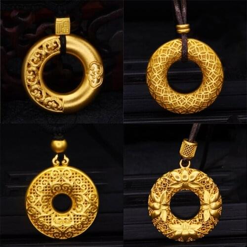 Chinese culture Ping'an buckle pendant creative original unique ancient gold craft charm men and women silver jewelry