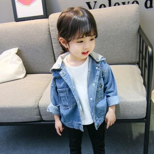 Baby Girls Coat Hooded Denim Jacket Children Clothes Kids Fashion Pockets Baby Girl Outfits