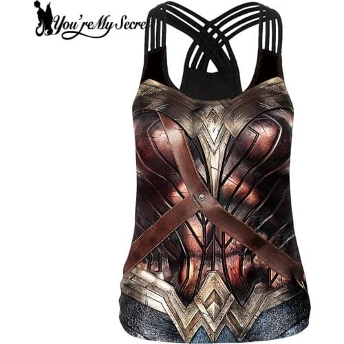 [You're My Secret]Tank Top Sleeveless Backless Wonder Vest Woman Superhero Armor 3D Printed Streetwear Fitness Casual Tops