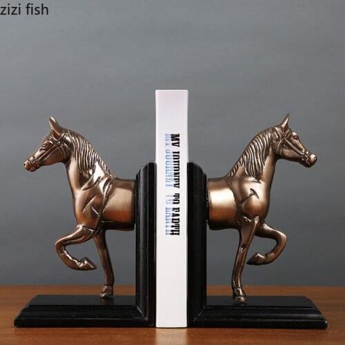 Metal Horse Ornaments Copper Bookend Office Desktop Bookshelf Decoration Accessories Furnishing Decor Crafts Statue Sculpture