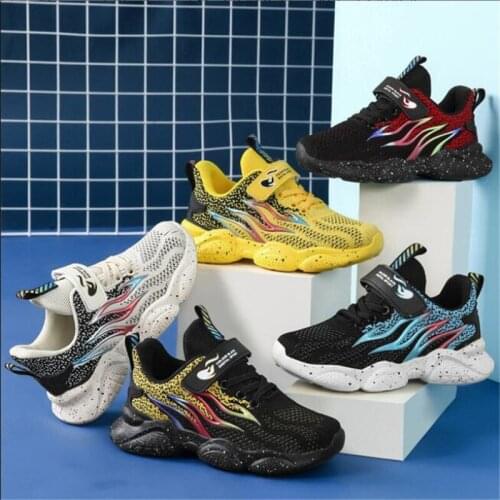 2021 fashion childrens sports shoes boys' soft sole non slip light running sports shoes breathable mesh childrens casual shoes