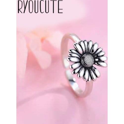 Trendy Personality Sunflower Rings For Women Men Lady Girls Resizable Size Rings Party Jewelry Charm Gifts 2021