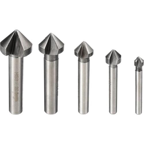 3 Flute 90 Degree Countersink Drill Bit Set Round Wood Steel HSS Chamfer Cutter Woodworking Tool 6.3/8.3/10.4/12.4/16.5/20.5mm