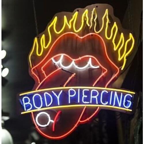 Neon Sign Body Piercing Clips Neon Wall Signs for Tattoo Beer Pub Hotel Advertise Lamp Recreational Handmade Art Real glass TUBE