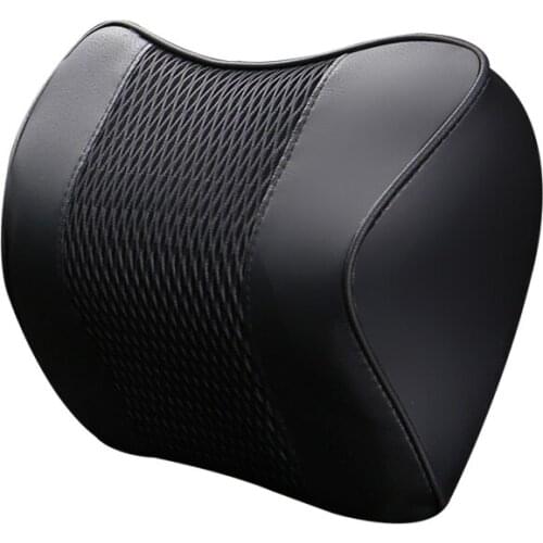 Brand new arrival car neck pillow both side pu leather single headrest fit for most cars Memory Foam filled universal car pillow