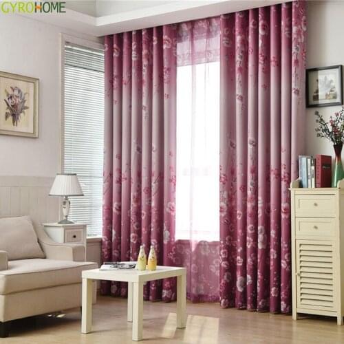 New Flower Curtains Living Bedroom Korean Garden Wedding Room Window Blinds for Bedroom