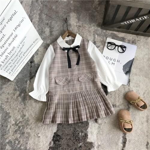 Onegame Baby Girls Dress Kids Clothes Child Long Sleeve Plaid Dresses Girl Princess costume