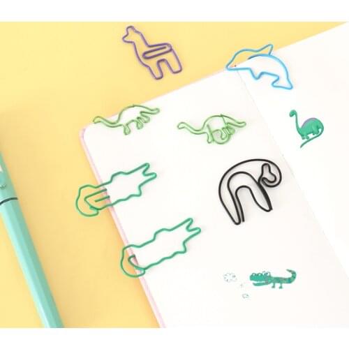 TUTU 10PCS Cute Animal dinosaur crocodile sloths Bookmark Paper Clip School Office Supply Papelaria Gift Stationery H0452
