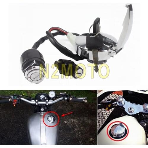 Motorcycle Ignition Switch Fuel Gas Tank Cap Seat Lock Key Set for Honda CB 125S 125TT 450SC 650 650C 750C 900C 1000C Custom