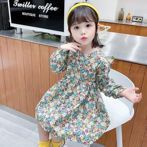 Dresses For Girls Floral Pattern Girls Party Dress Kids Casual Children Dresses Spring Autumn Costume Girl