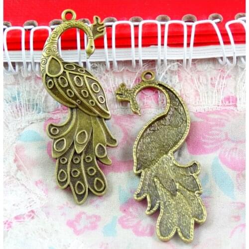 10pcs 61x21mm Pendant Peacock Phoenix Peacock Bird Charm Pendants For Jewelry Making Peacock Pendants