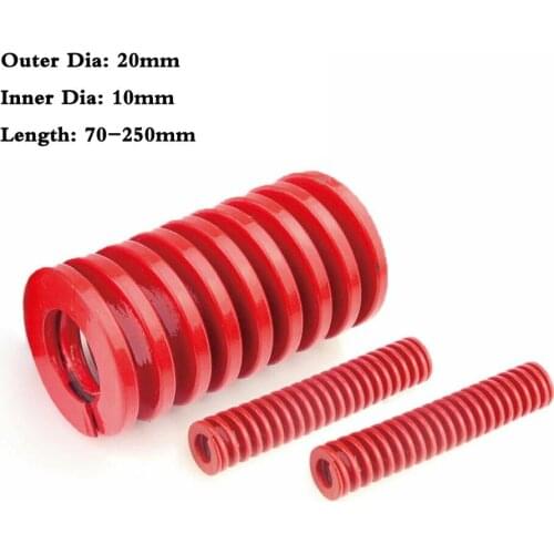 1Pcs Red Medium Load Compression Spring Outer Diameter 20mm Inner Diameter 10mm Loading Die Mold Spring Length 70-250mm