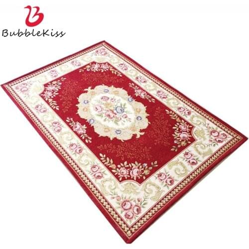 Bubble Kiss Retro Carpets For Living Room European Floral Printed Non-Slip Floor Mat Customizable Home Decor Bedroom Area Rugs
