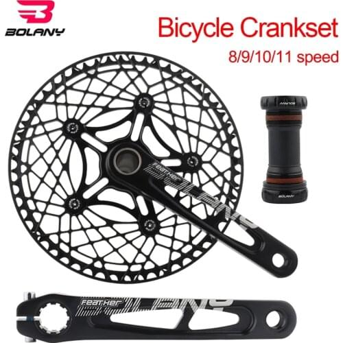 BOLANY Folding Bicycle Crankset 170mm Crank Arm BCD130mm Ceramic Bottom Axle Integrated Crank Aluminum Alloy Bicycle Accessories